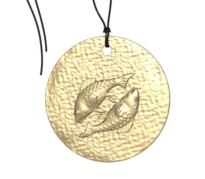 Zodiac Coin Pisces 3D print model_3