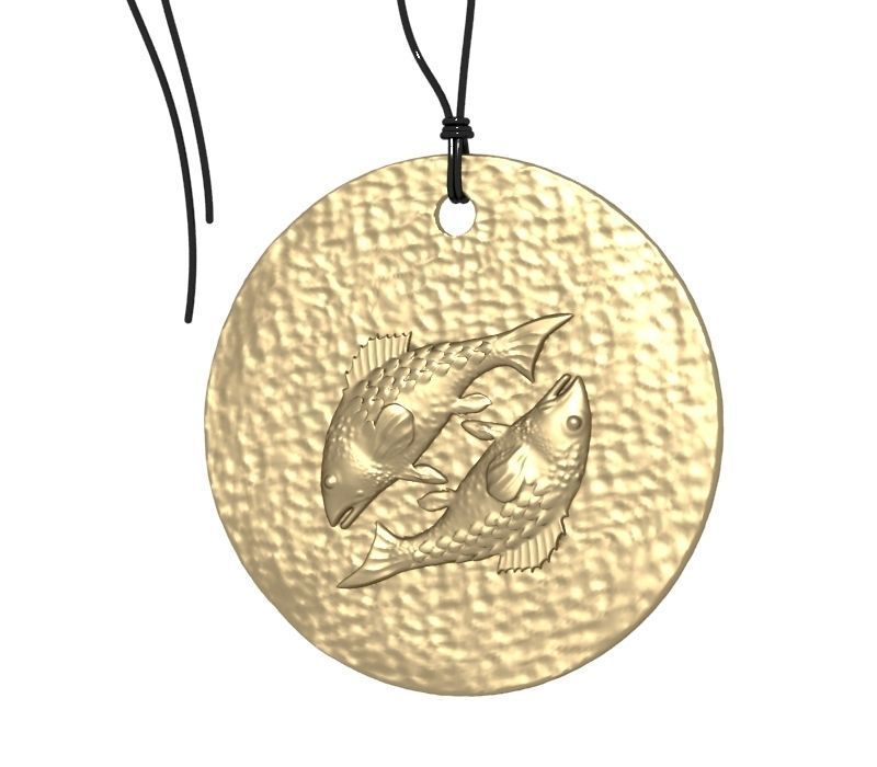 Zodiac Coin Pisces 3D print model_4