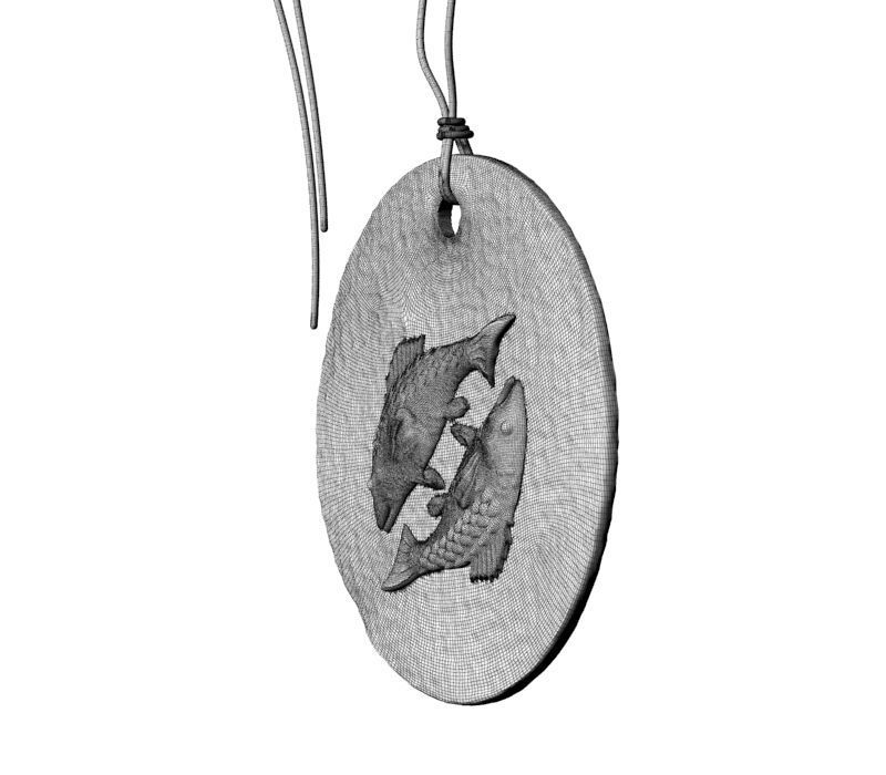 Zodiac Coin Pisces 3D print model_24