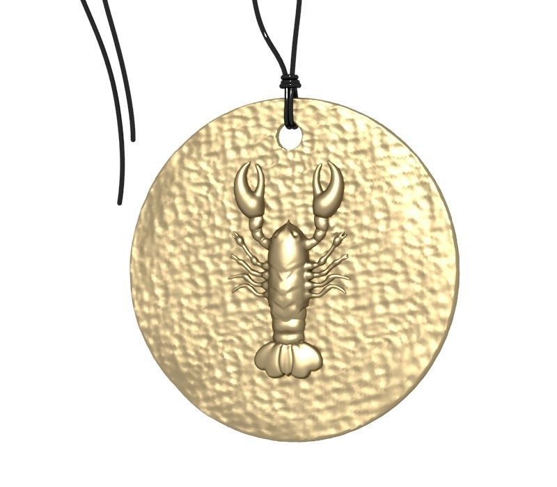 Zodiac Coin Cancer 3D print model_4