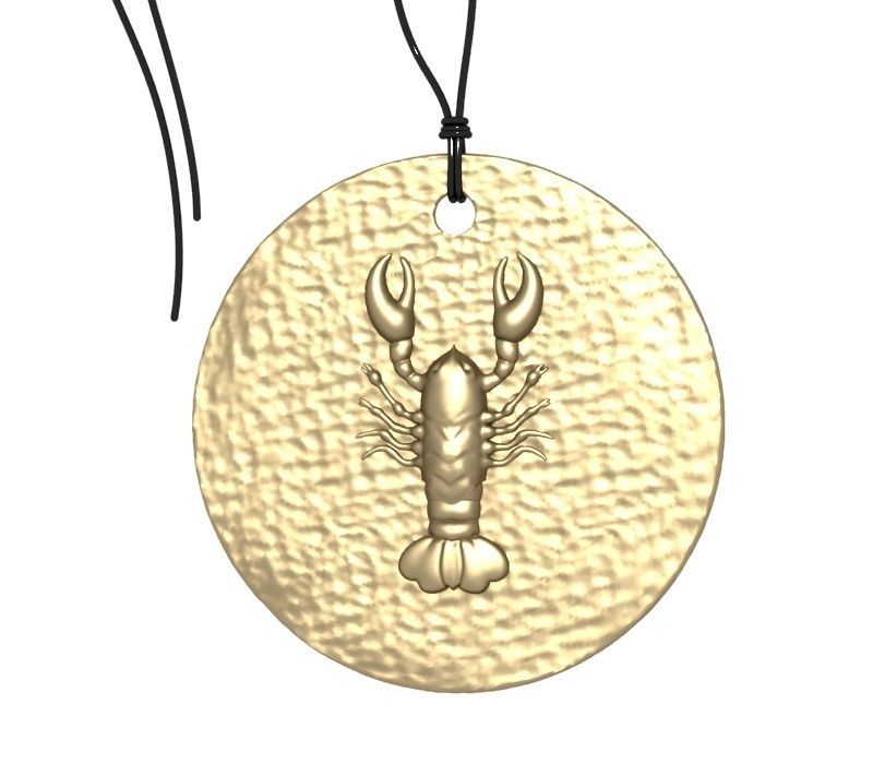Zodiac Coin Cancer 3D print model_3