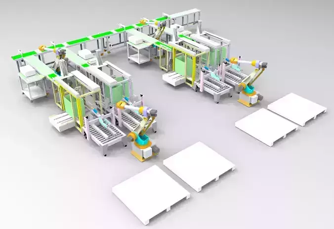 Automatic packaging line-packing  stacking equipment 3D model
