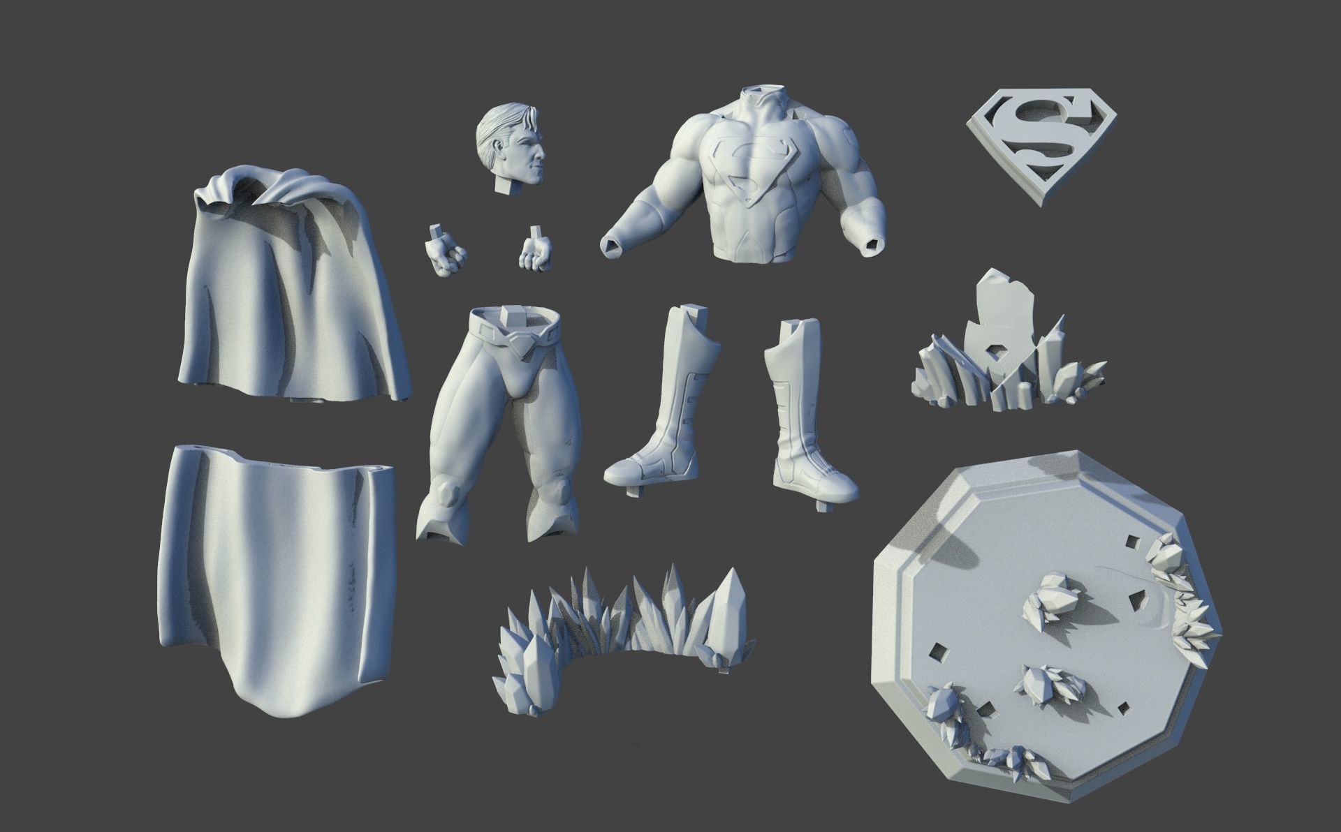 Superman statue 3D print model_4