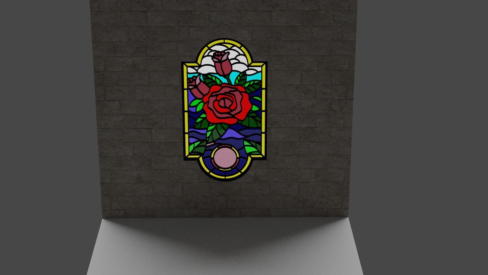 Stain Glass Rose Flower 3D model_4