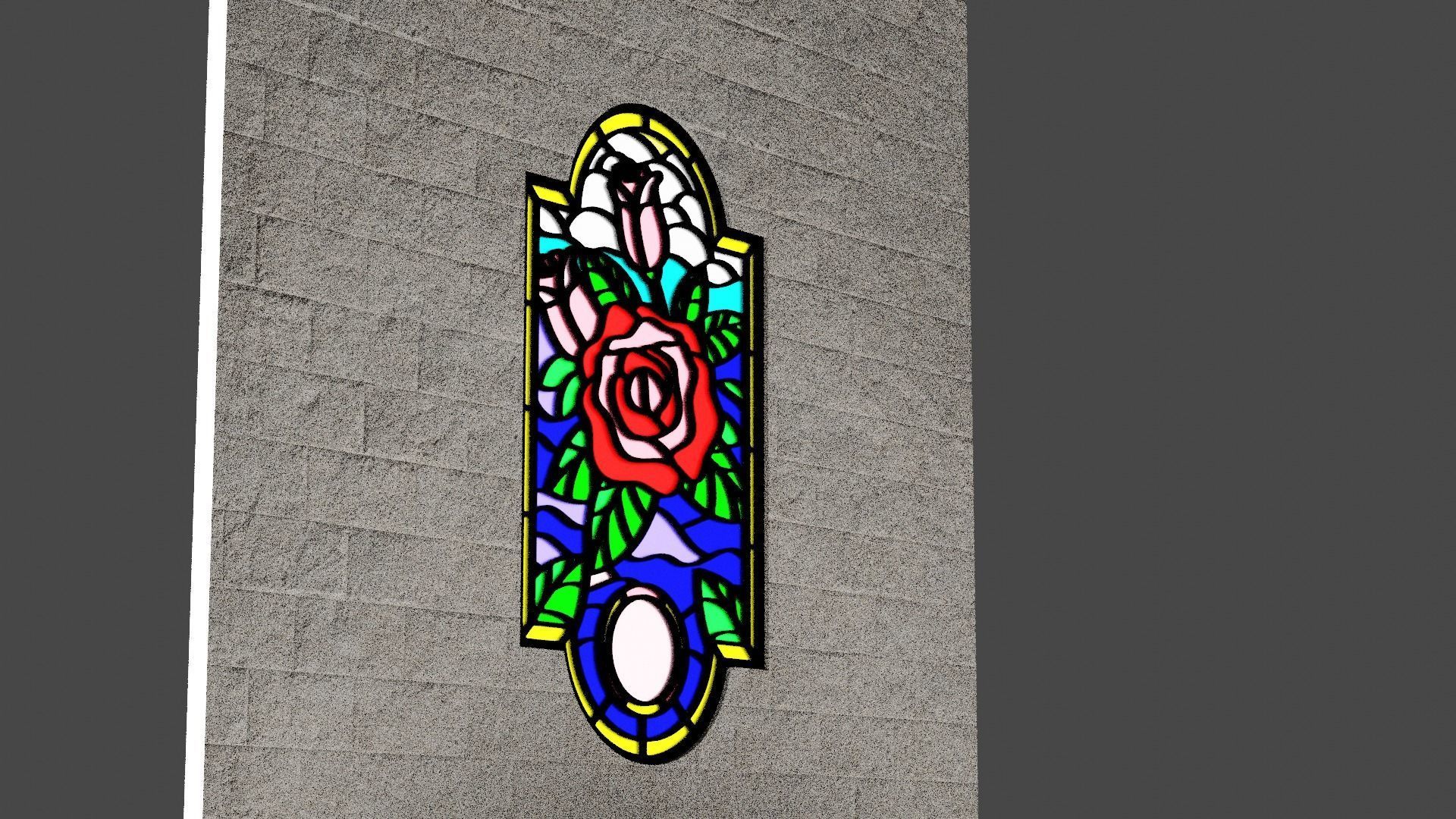 Stain Glass Rose Flower 3D model_3