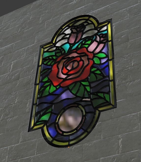 Stain Glass Rose Flower 3D model_5