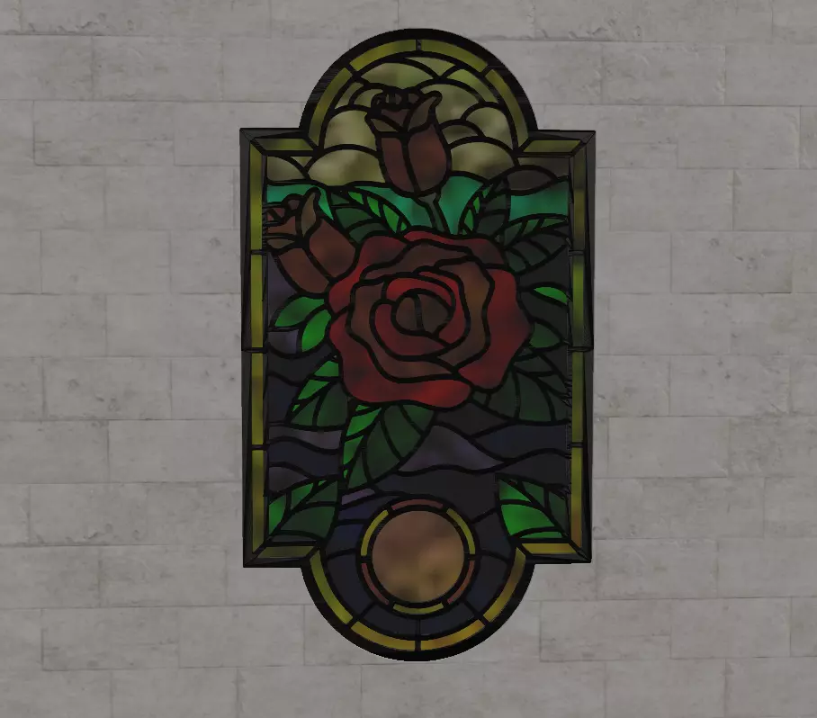 Stain Glass Rose Flower 3D model_0