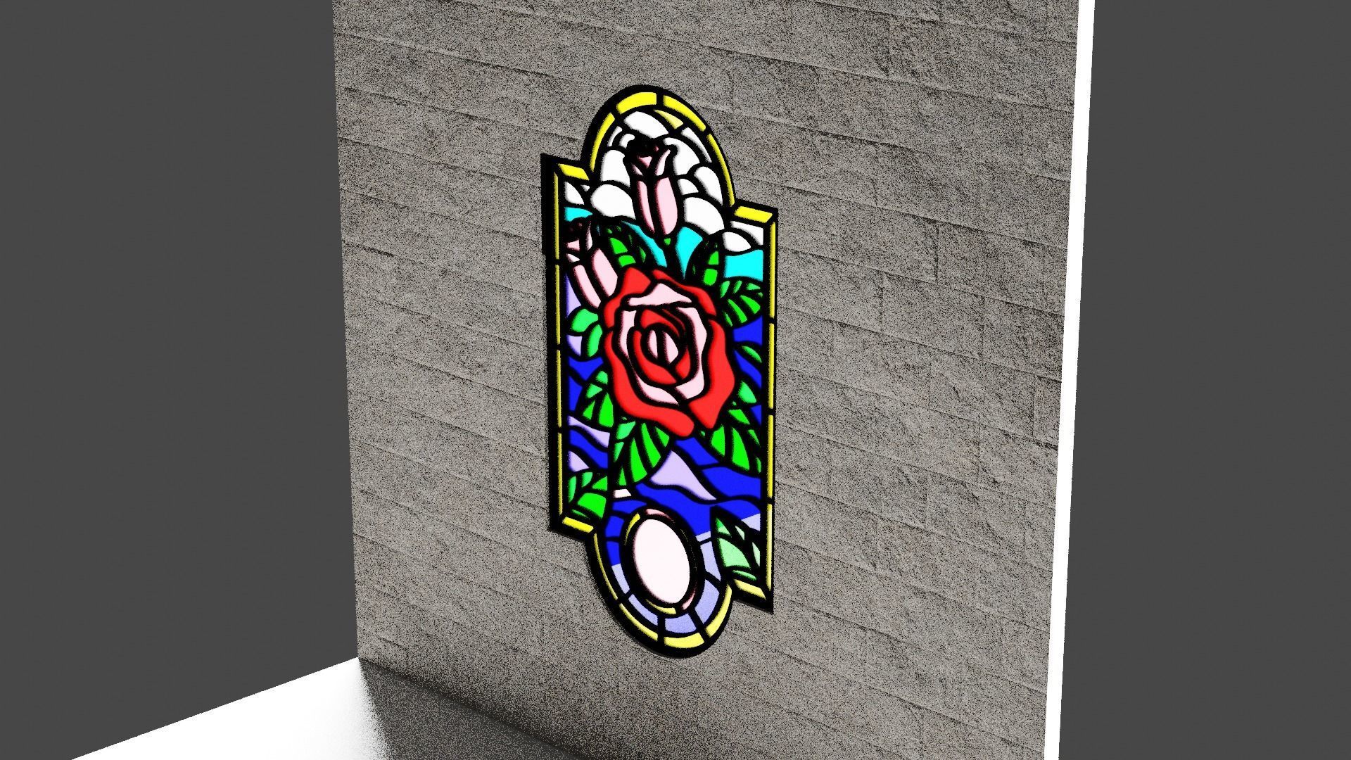 Stain Glass Rose Flower 3D model_2