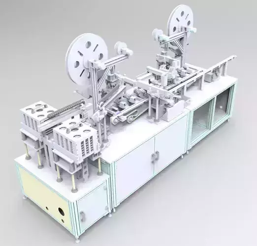 Automatic cutting and automatic feeding assembly line 3D model