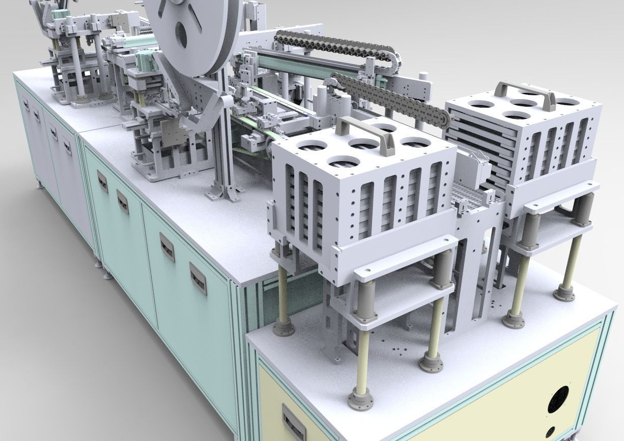 Automatic cutting and automatic feeding assembly line 3D model_4
