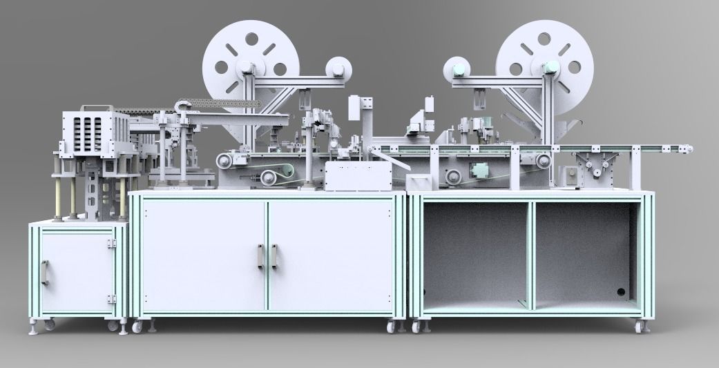 Automatic cutting and automatic feeding assembly line 3D model_1