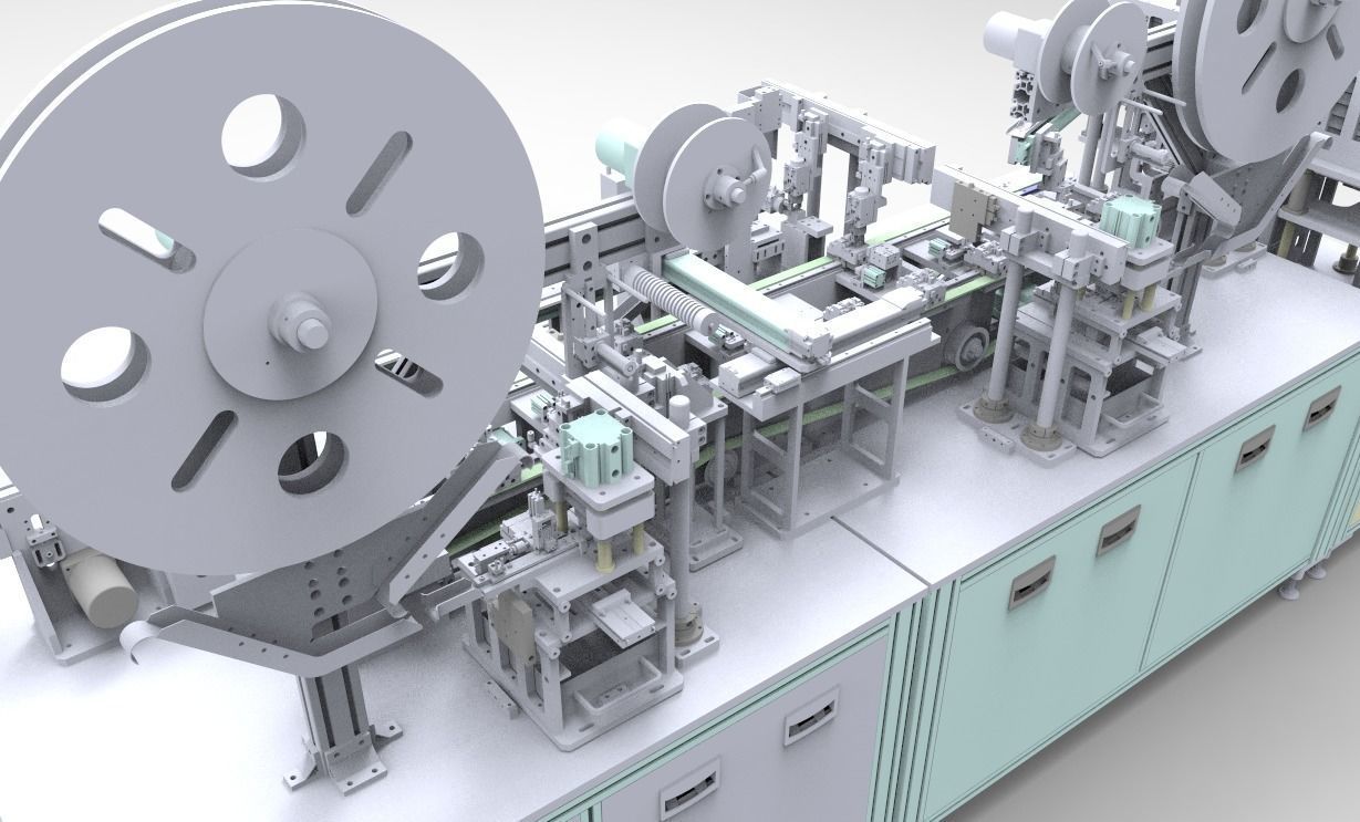 Automatic cutting and automatic feeding assembly line 3D model_3