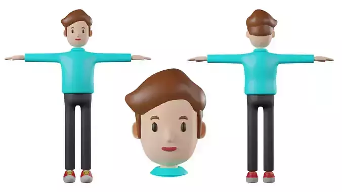 Cute Young man Character 3D Model