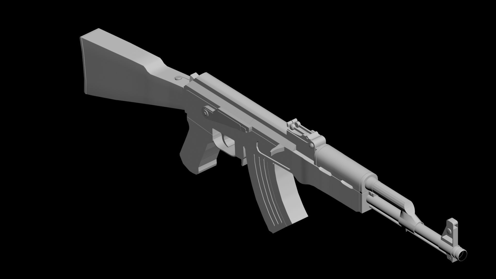 ak47 gun Low-poly 3D model_2