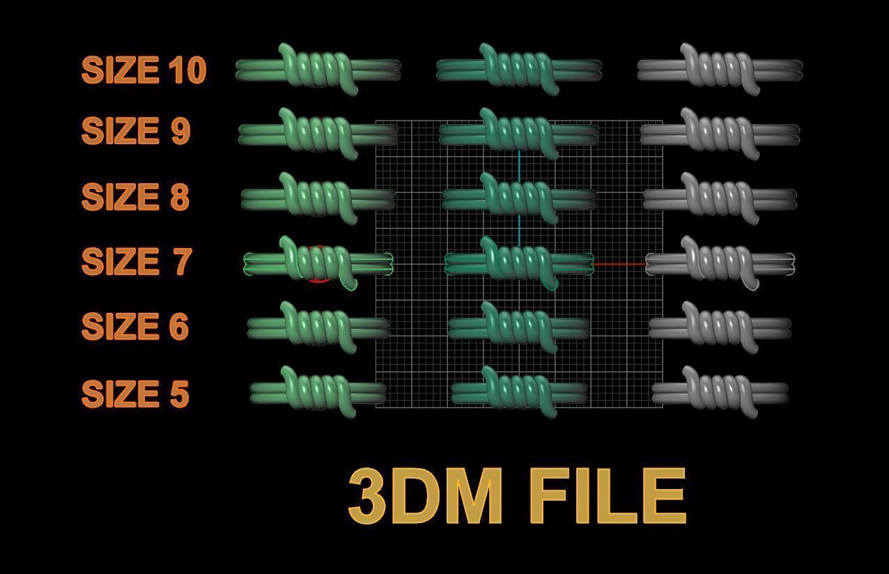 Wire Tie Knot Band Ring Mix Size 3D print model_3