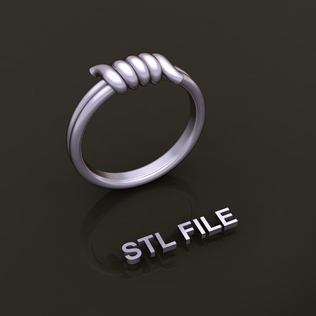 Wire Tie Knot Band Ring Mix Size 3D print model_9