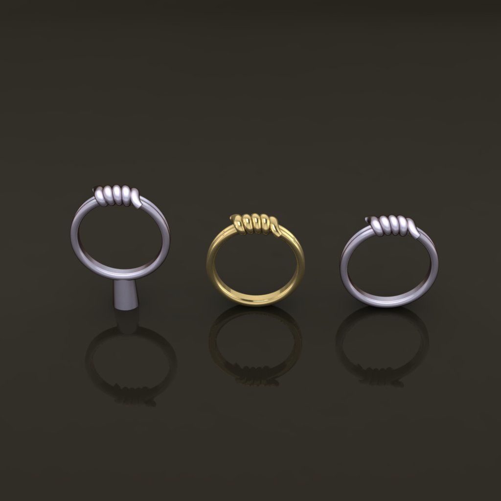 Wire Tie Knot Band Ring Mix Size 3D print model_4