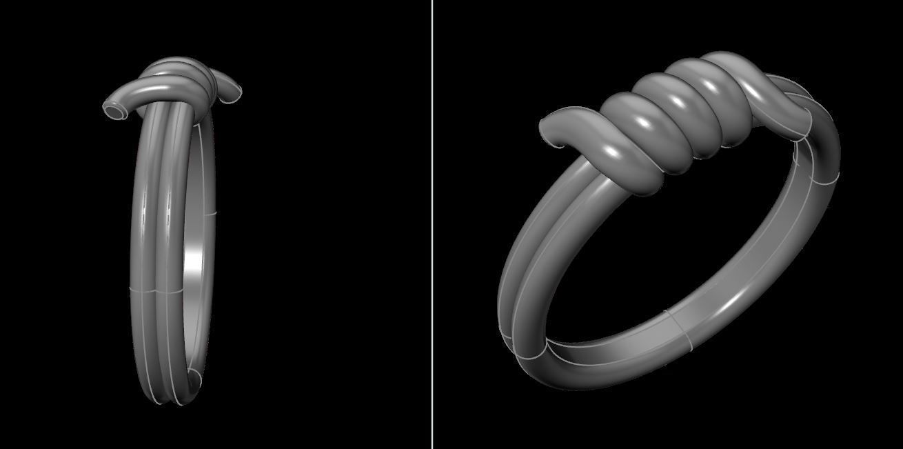 Wire Tie Knot Band Ring Mix Size 3D print model_21