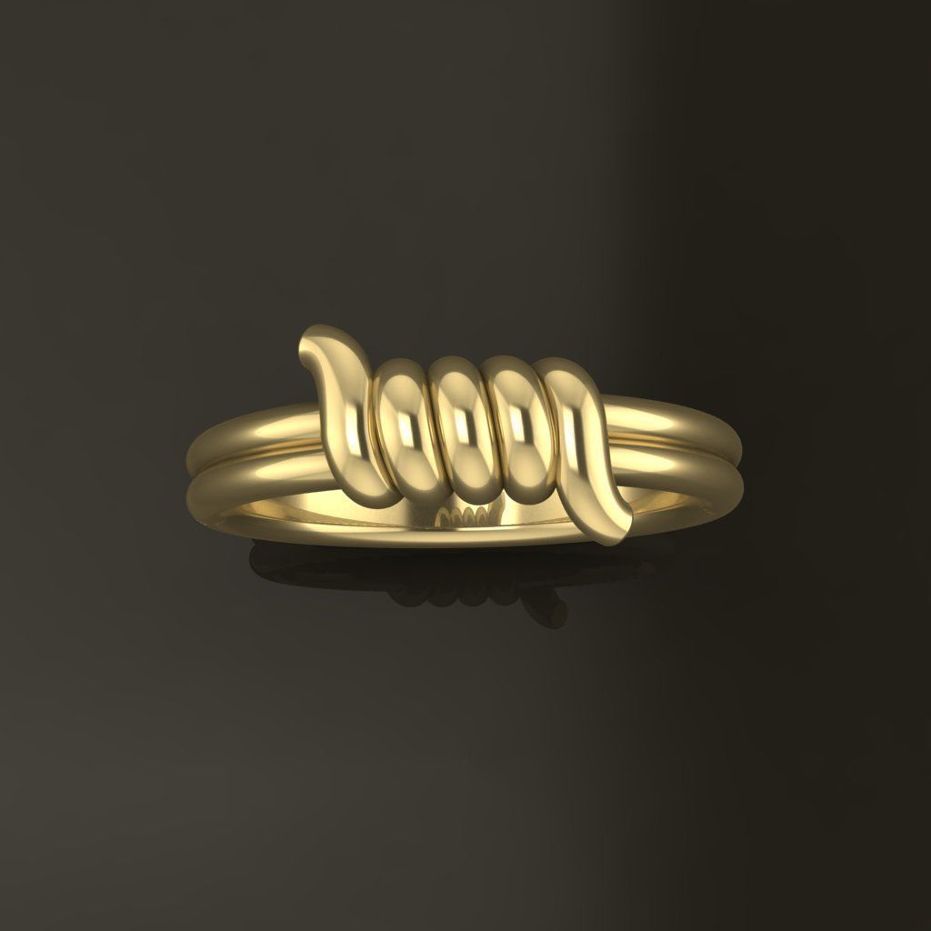 Wire Tie Knot Band Ring Mix Size 3D print model_7