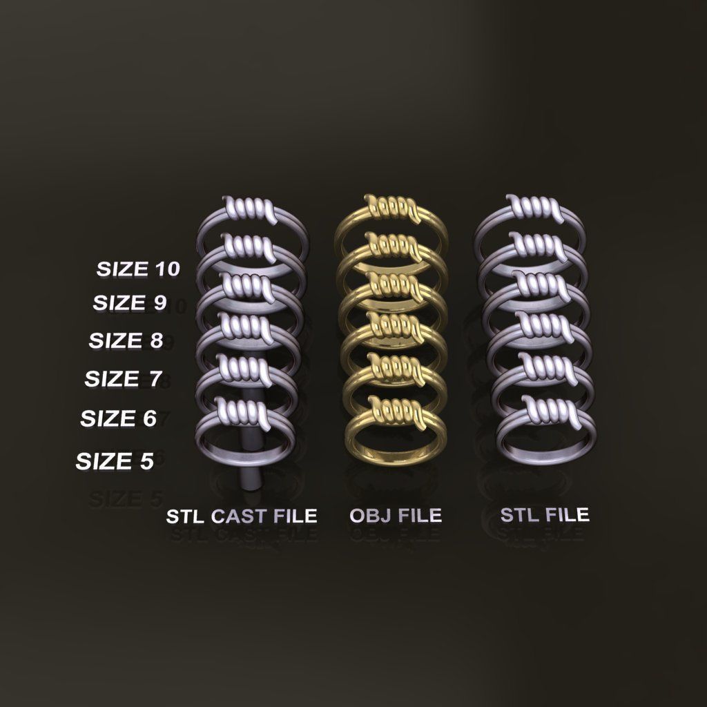 Wire Tie Knot Band Ring Mix Size 3D print model_2