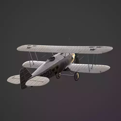 Plane J6B Jaktfalken Swedish air force 1929 Low-poly 3D model