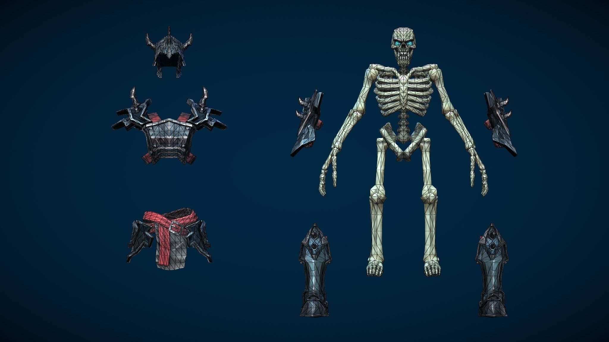 Skeleton Warrior With Two-Handed Mace Tier3 Low-poly 3D model_4