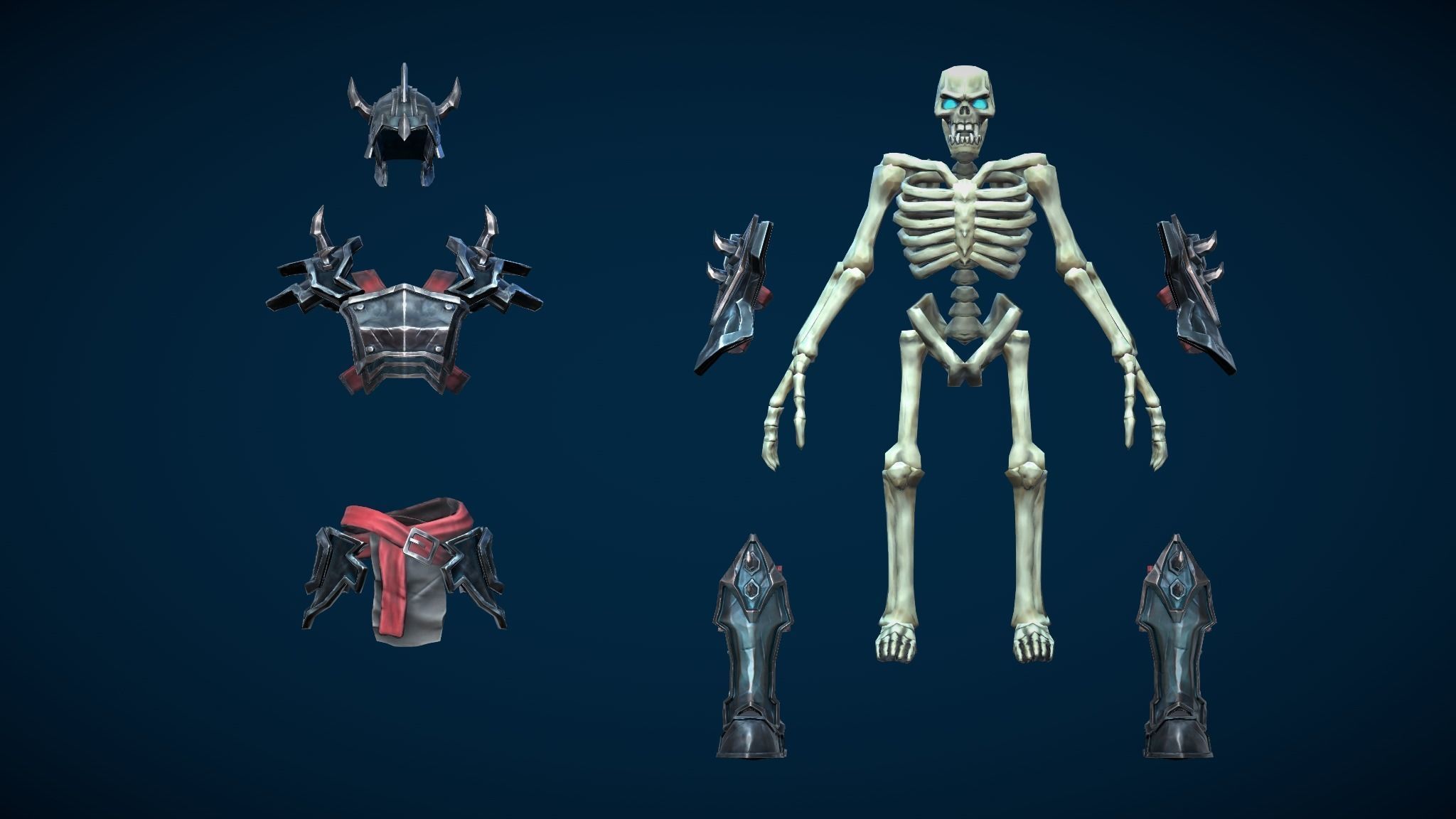 Skeleton Warrior With Two-Handed Mace Tier3 Low-poly 3D model_2