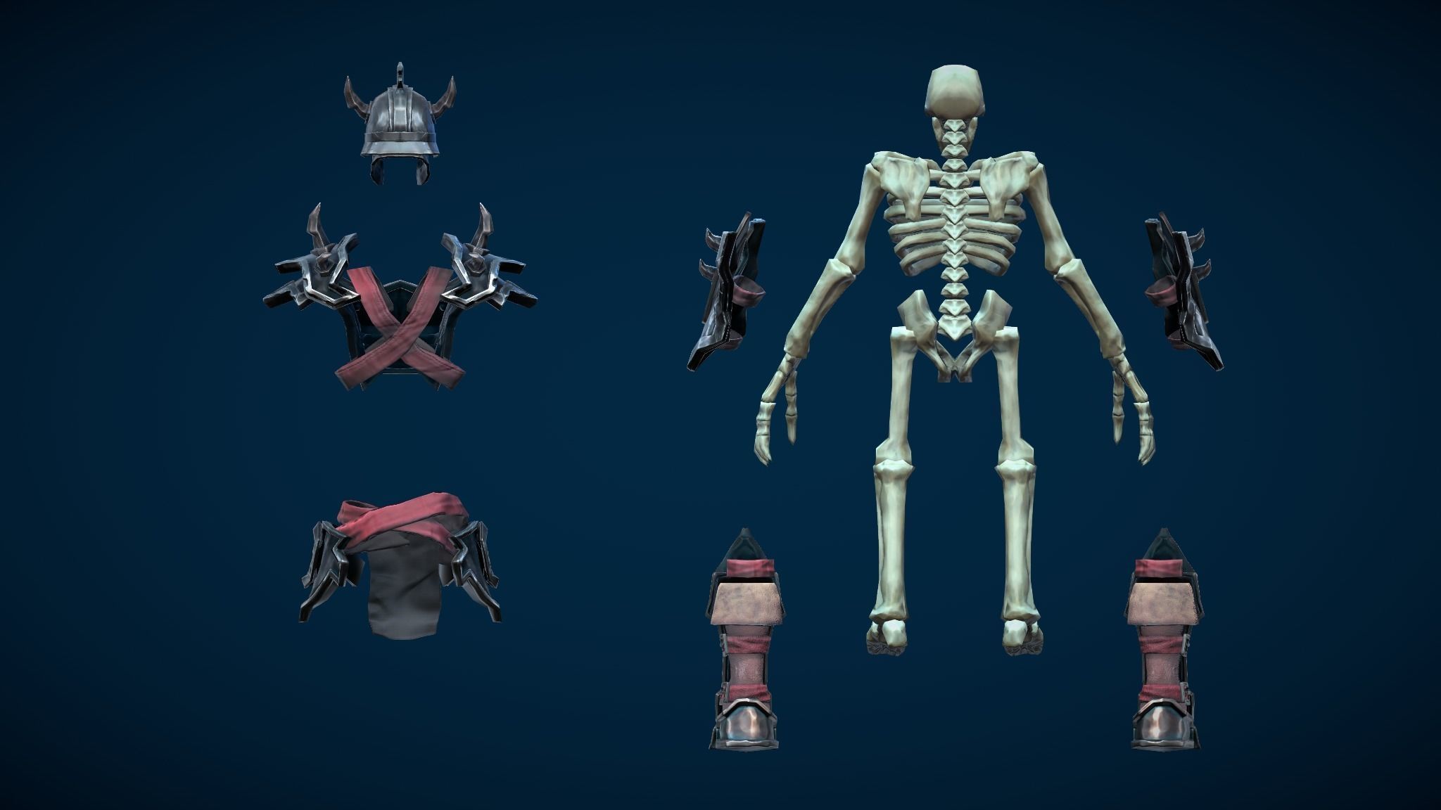 Skeleton Warrior With Two-Handed Mace Tier3 Low-poly 3D model_3