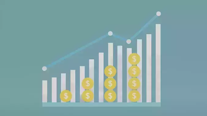 tradingview graph showing growth of money Low-poly 3D model