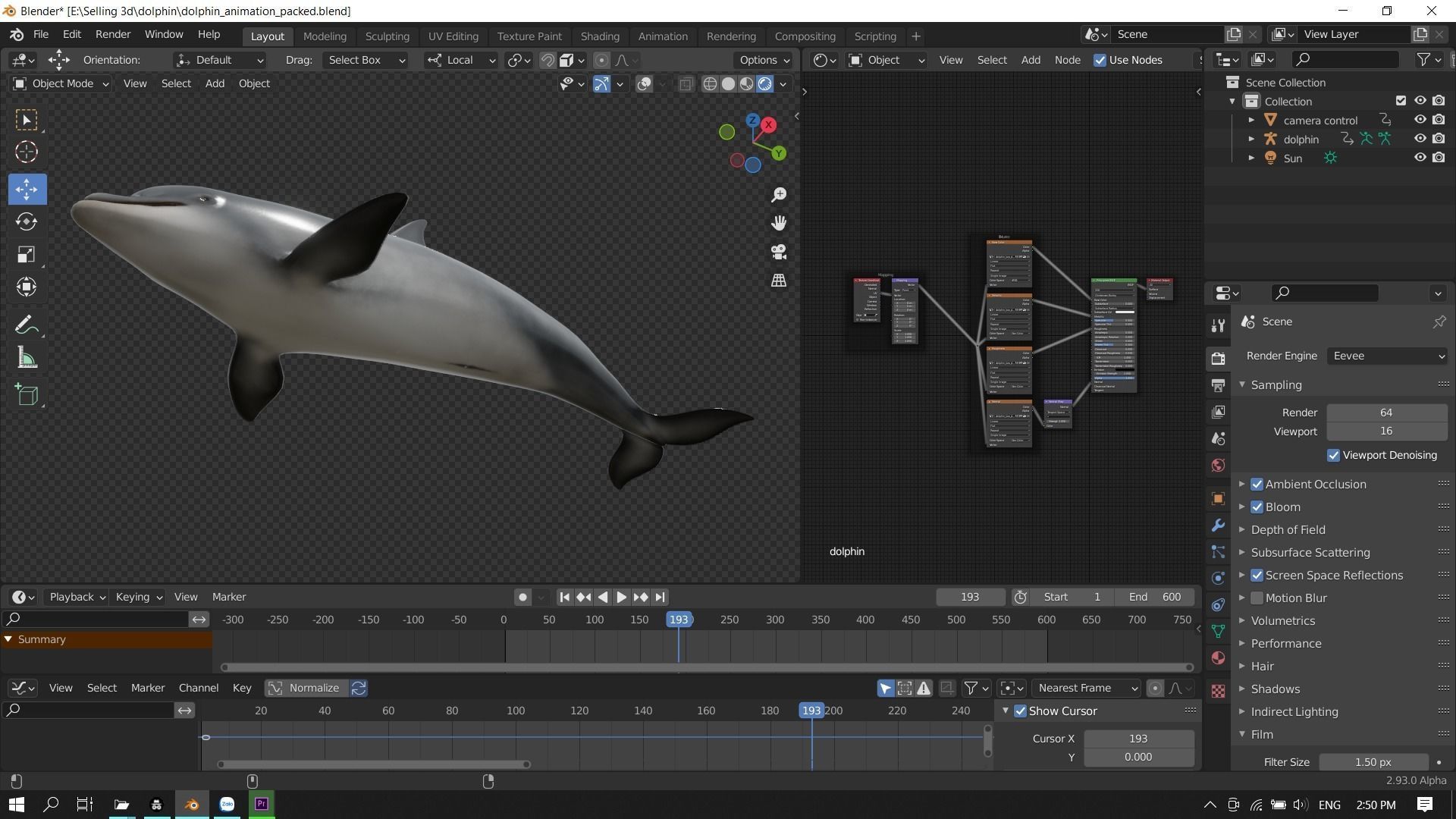 Bottlenose dolphin Low-poly 3D model_23