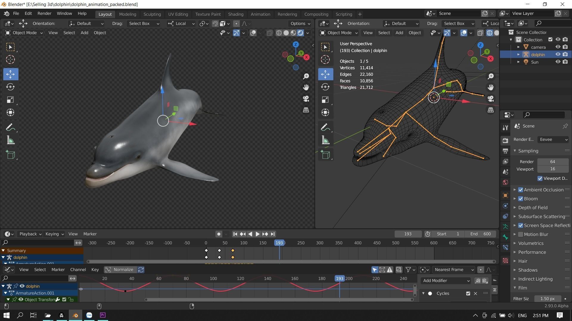 Bottlenose dolphin Low-poly 3D model_24