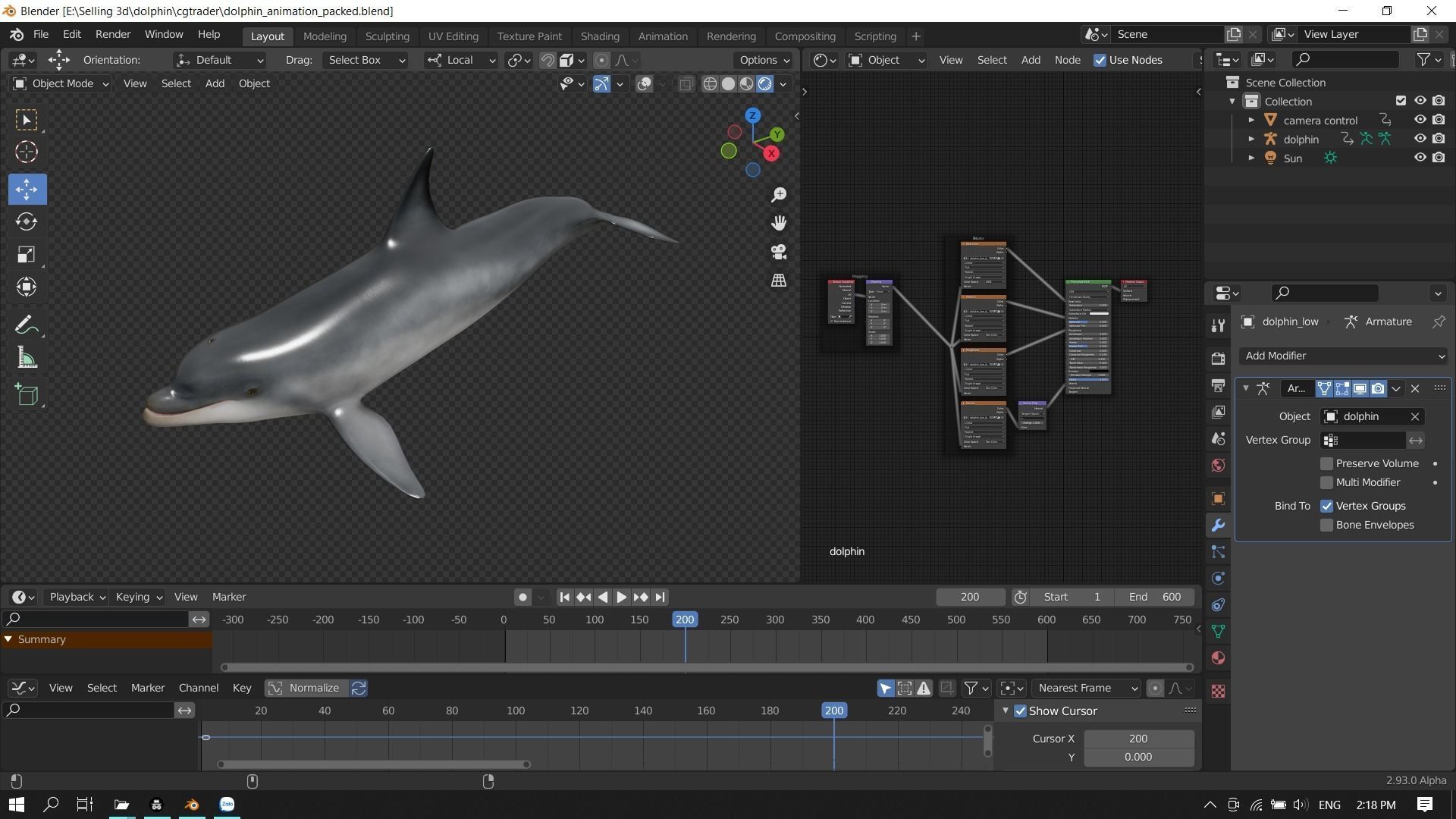 Bottlenose dolphin Low-poly 3D model_17