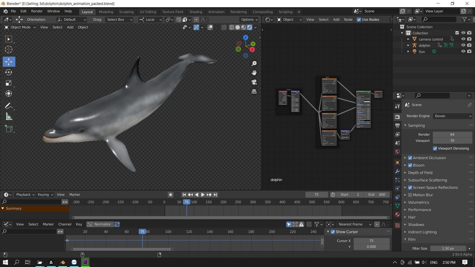 Bottlenose dolphin Low-poly 3D model_22