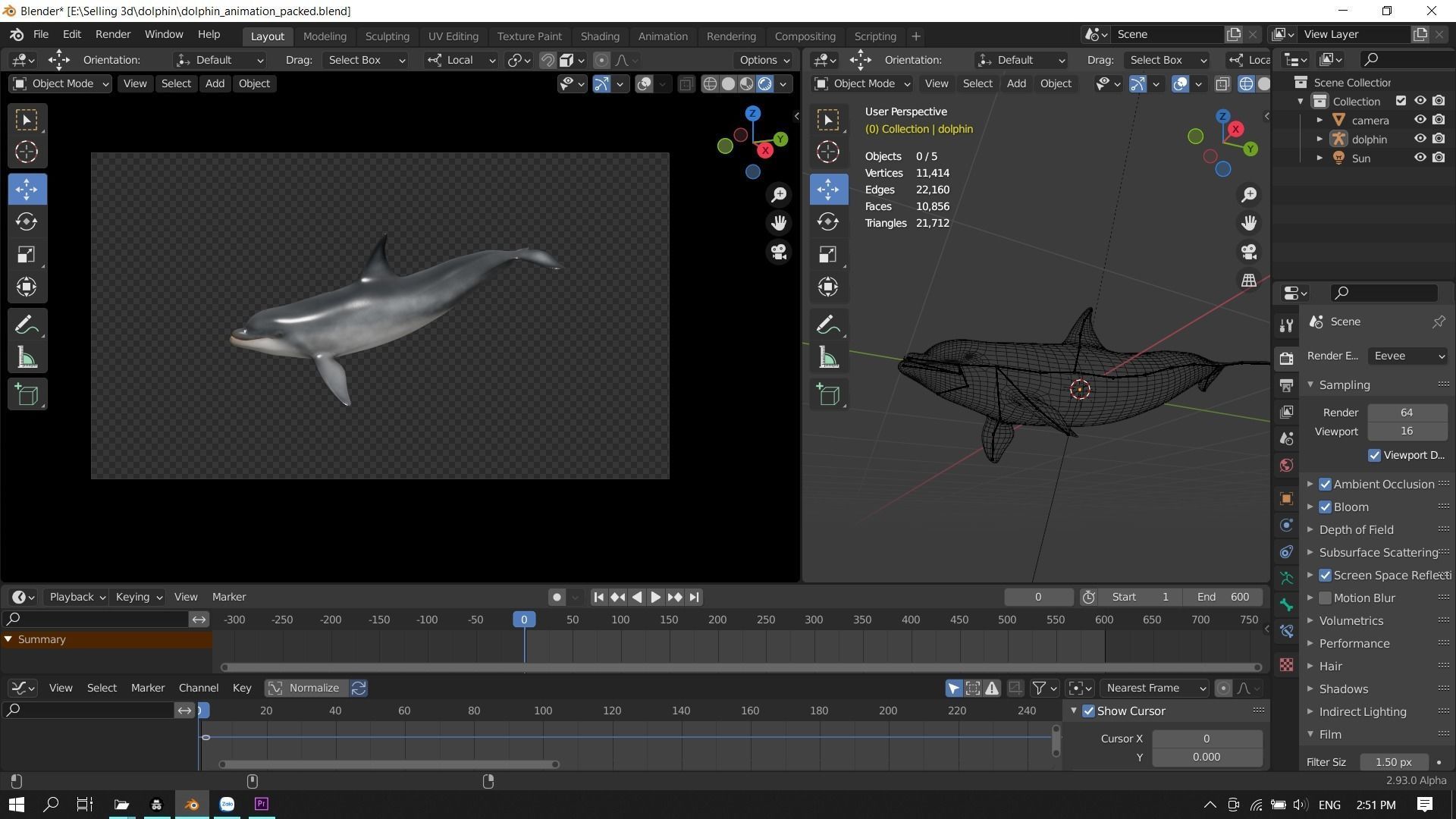 Bottlenose dolphin Low-poly 3D model_25