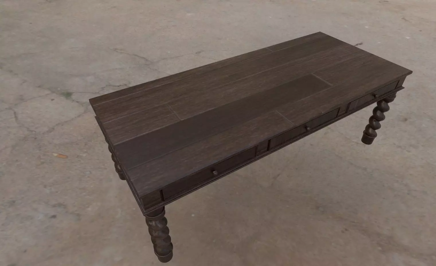 Wood Table 3D model_0