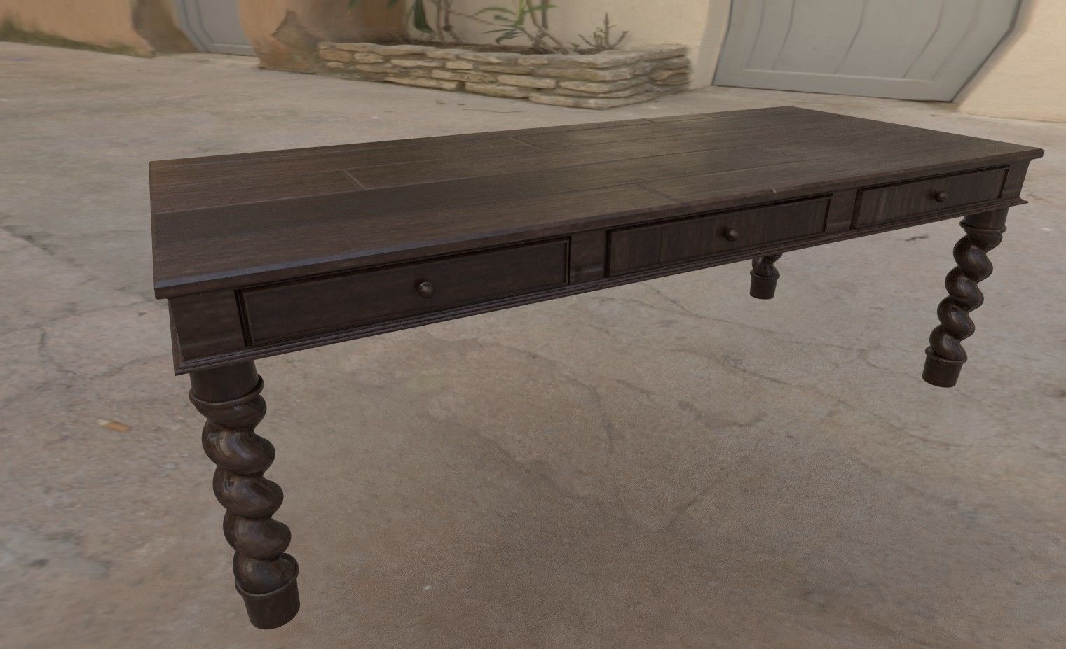 Wood Table 3D model_1