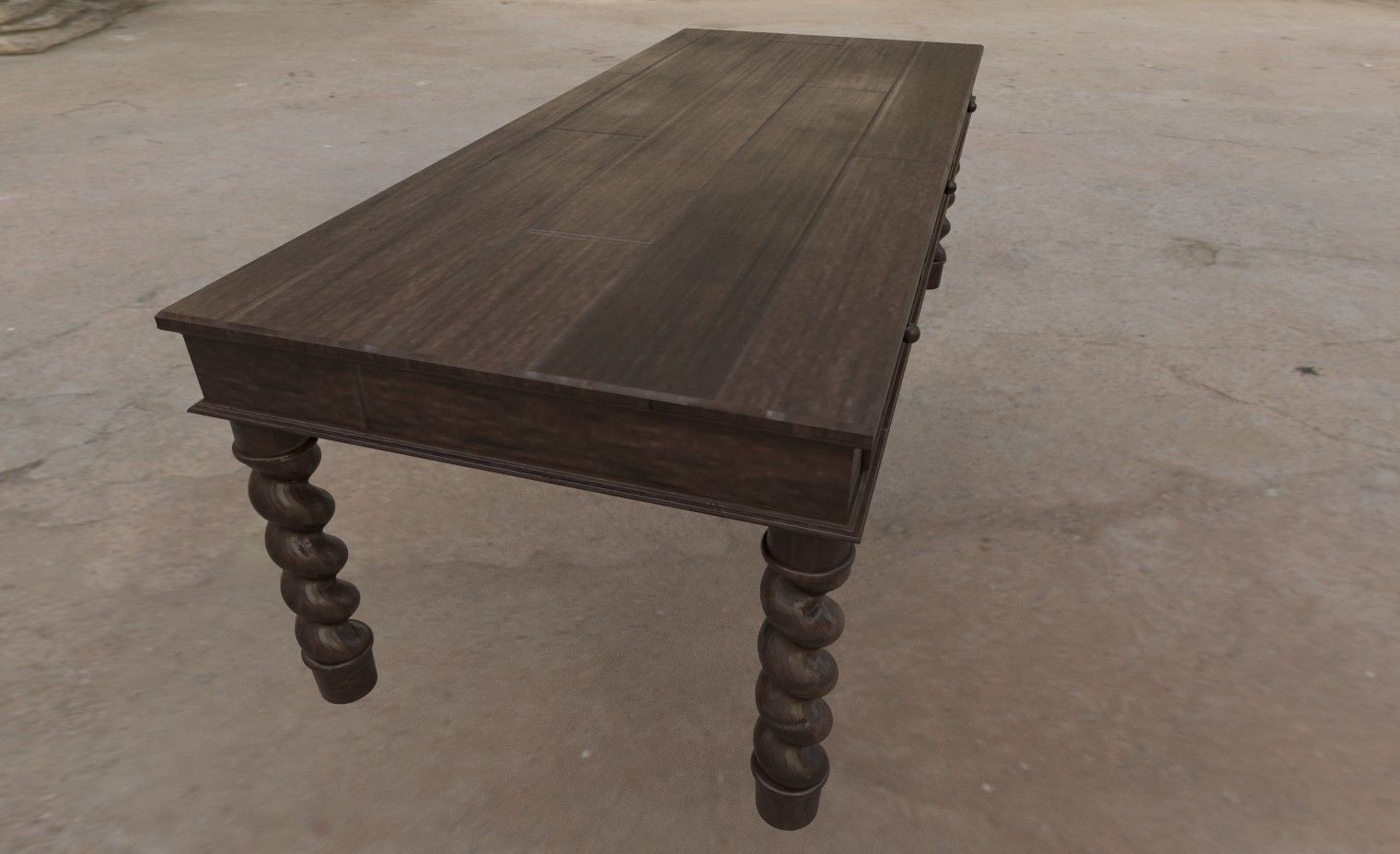 Wood Table 3D model_2
