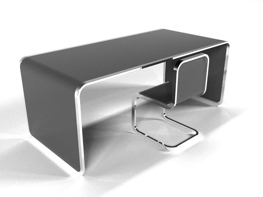 Office Table and Chair 3D model_1