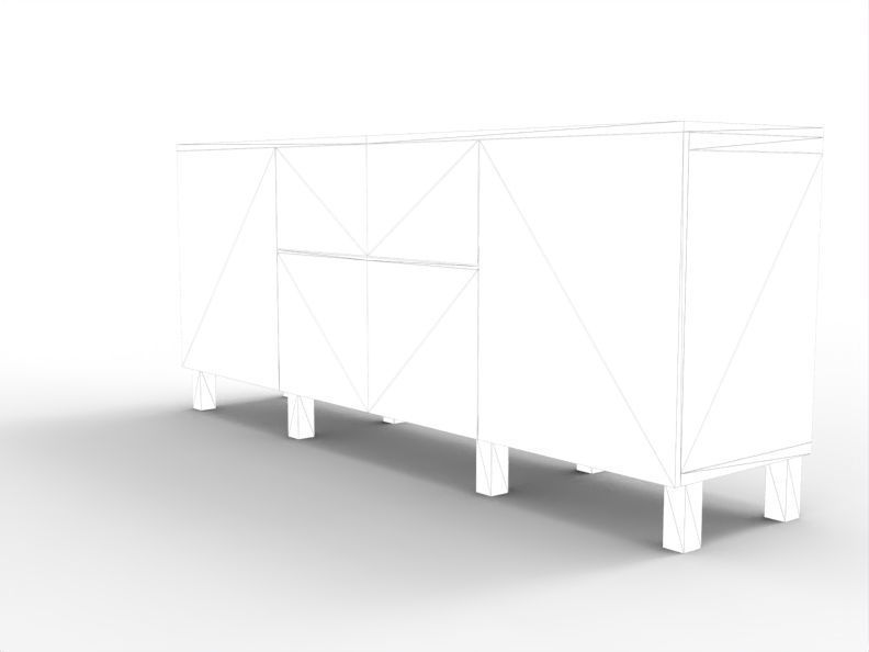 Modern Chest of Drawers Low-poly 3D model_7