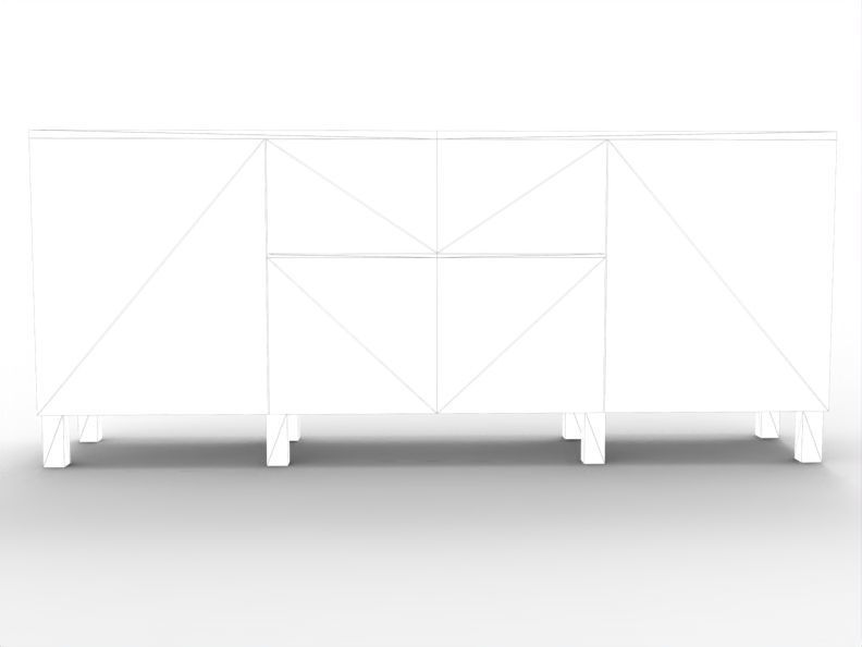 Modern Chest of Drawers Low-poly 3D model_6