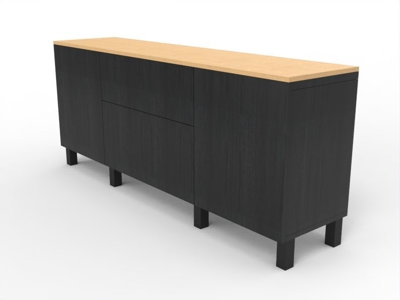 Modern Chest of Drawers Low-poly 3D model_3