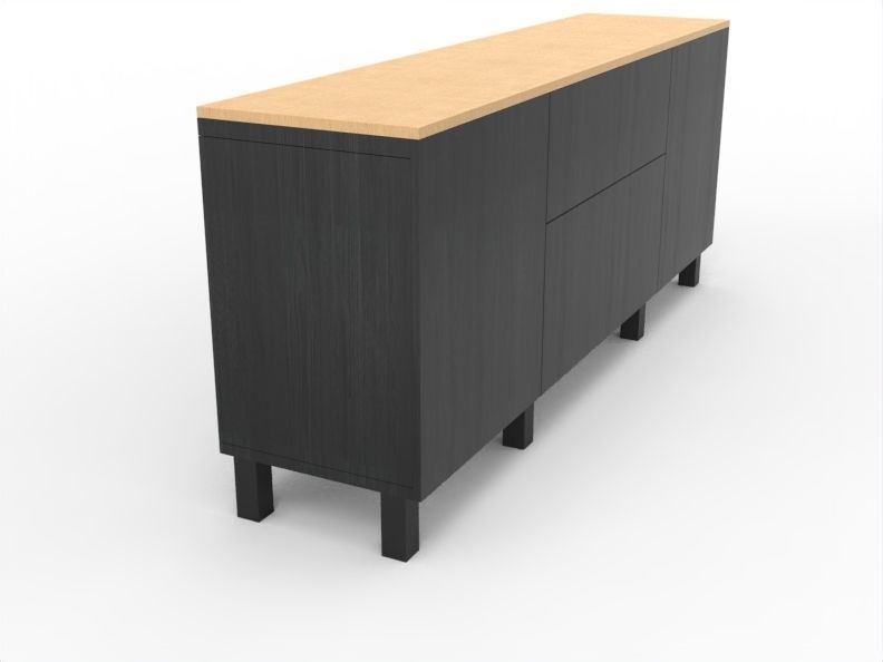 Modern Chest of Drawers Low-poly 3D model_1