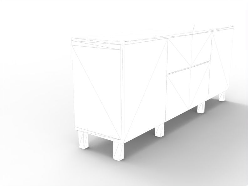 Modern Chest of Drawers Low-poly 3D model_5