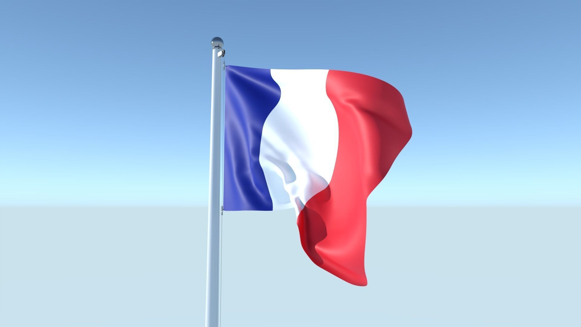 Animated Flag of France Low-poly 3D model_5