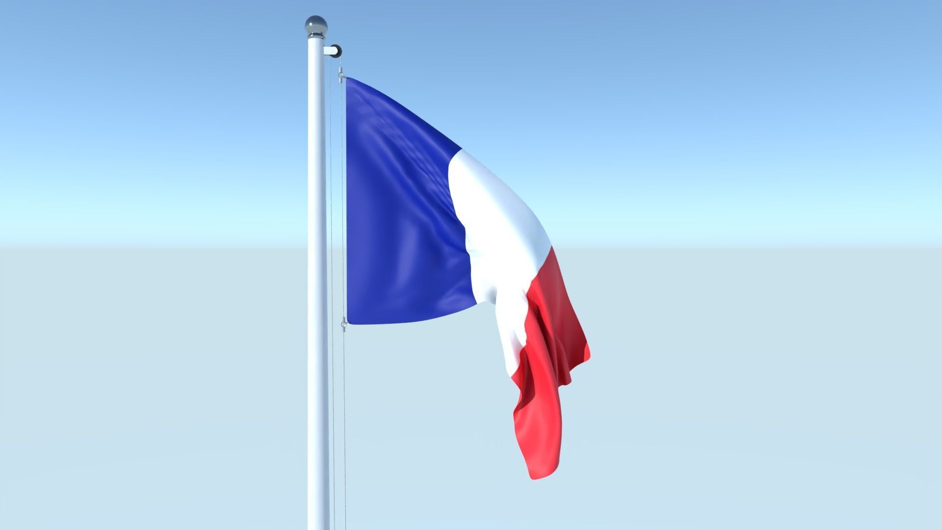 Animated Flag of France Low-poly 3D model_2