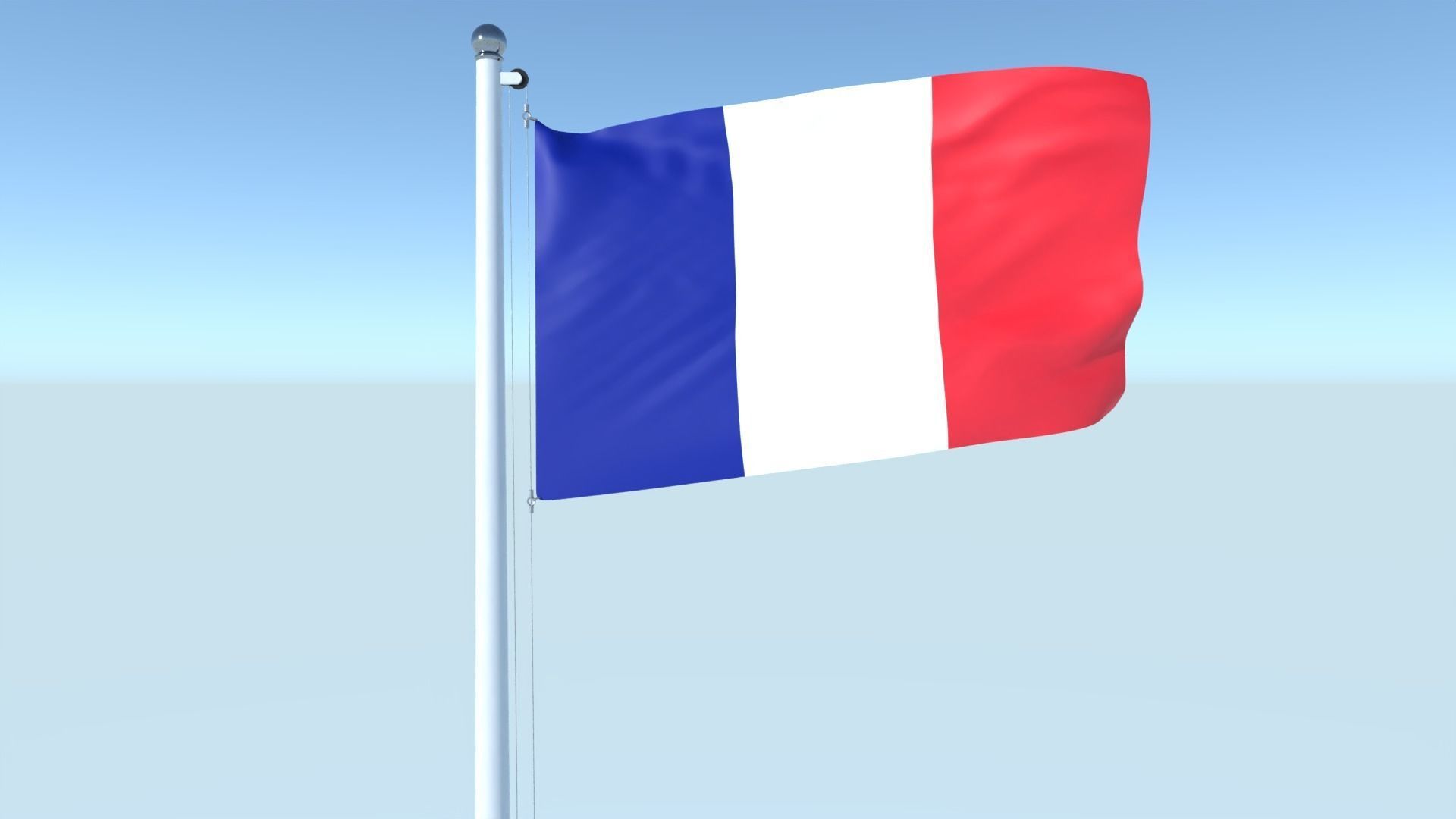 Animated Flag of France Low-poly 3D model_1