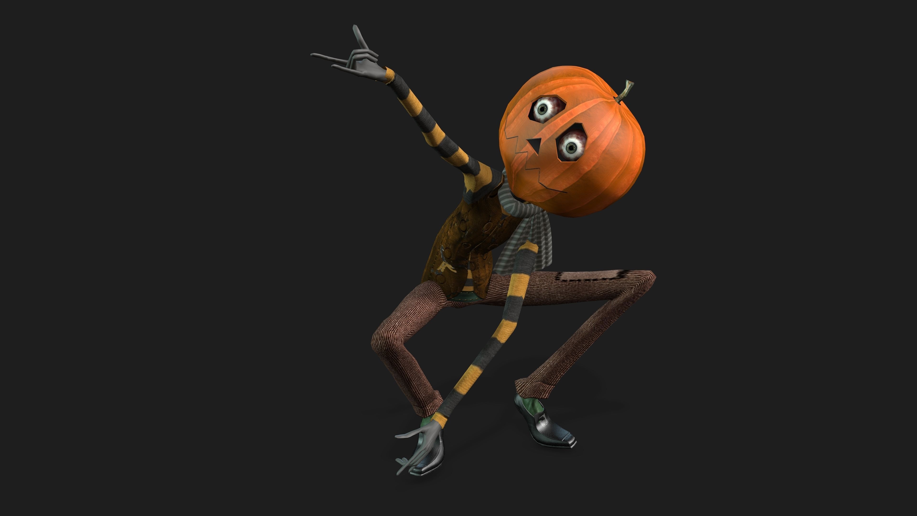 PUMPKIN MAN WITH DANCE ANIMATION Low-poly 3D model_3