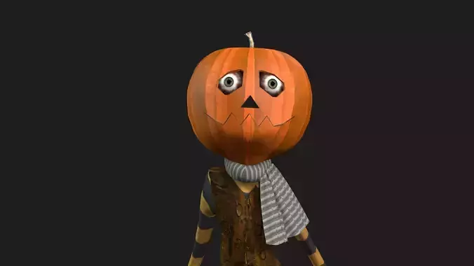 PUMPKIN MAN WITH DANCE ANIMATION Low-poly 3D model