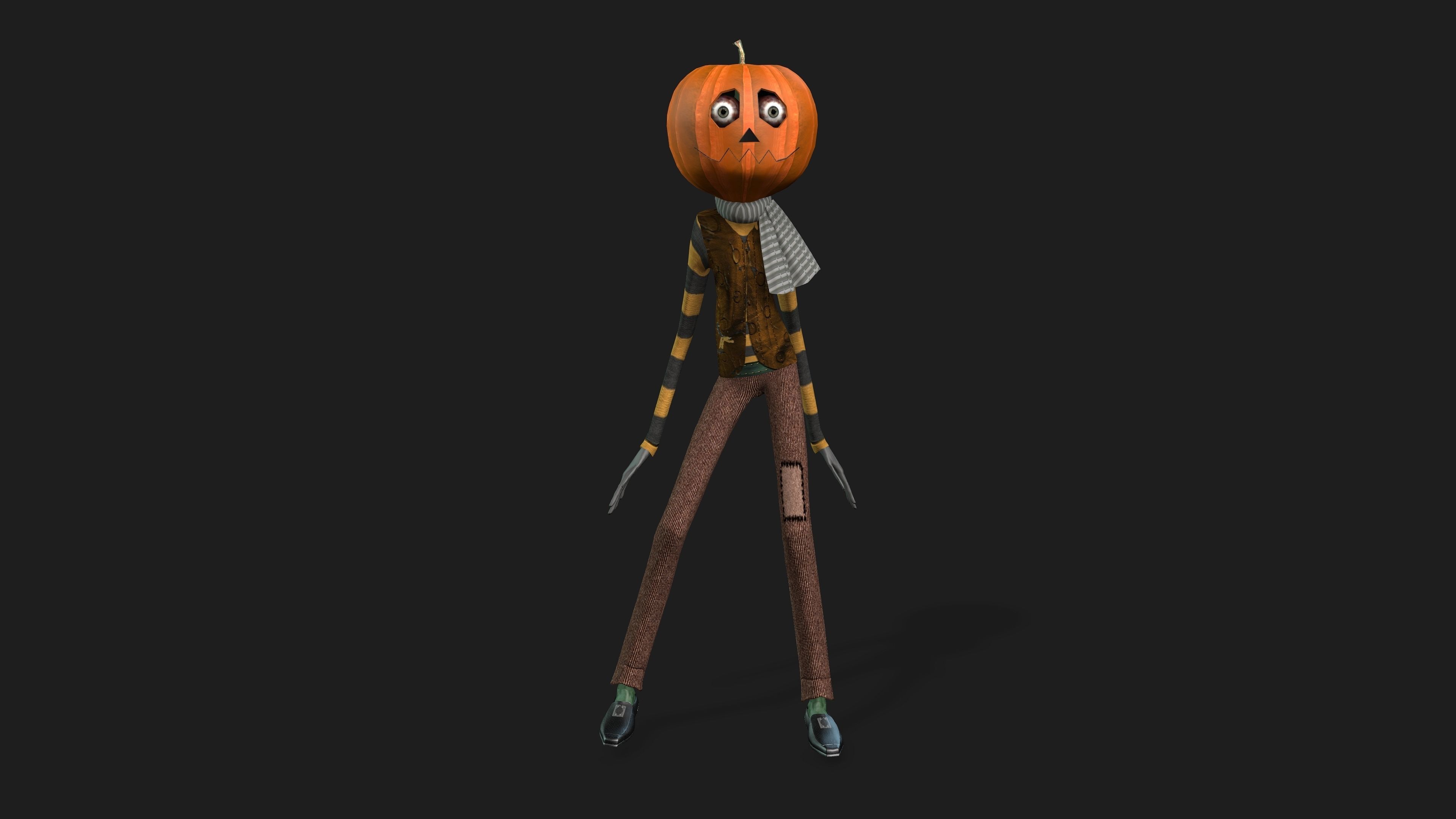 PUMPKIN MAN WITH DANCE ANIMATION Low-poly 3D model_2