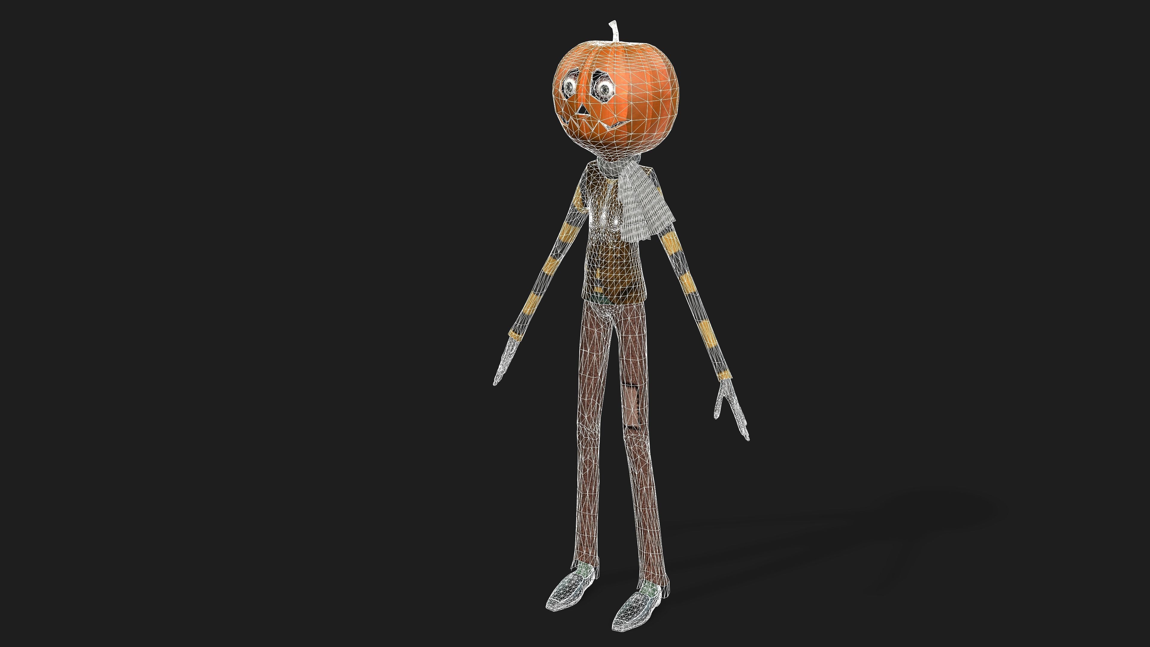 PUMPKIN MAN WITH DANCE ANIMATION Low-poly 3D model_10